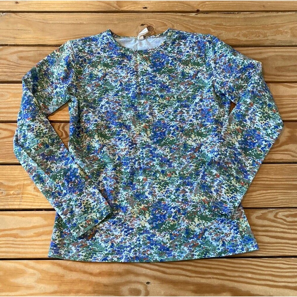 Ava & Lu Floral Long Sleeve Shirt Size Small Women’s Blue